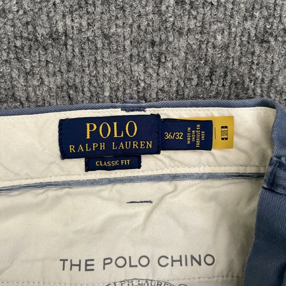Polo Ralph Lauren Chino Pants Mens Sz 36/32 Stretch Cotton Blue